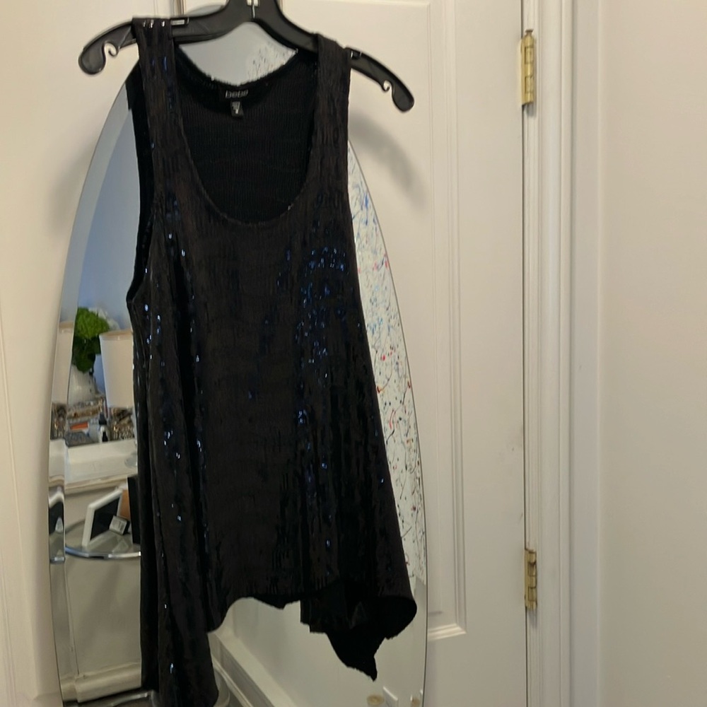 bebe Black Sequin Tunic Top